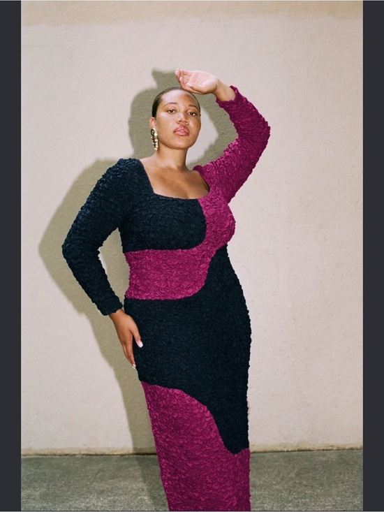 Mara Hoffman Dresses & Skirts - Mara Hoffman Two-Tone Textured Long Sleeve Maxi Dress in Black and Magenta